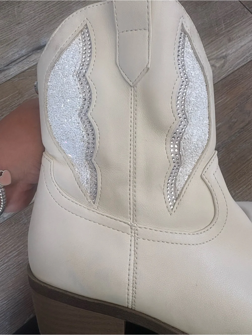 White sparkle cowgirl western boot madden for girls 4y